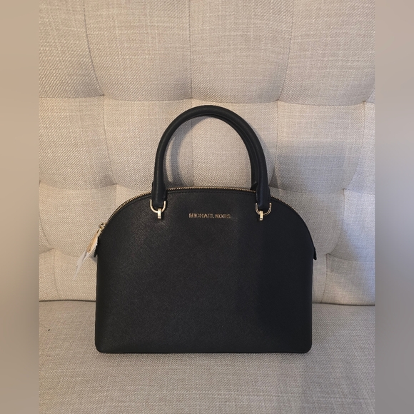 Michael Kors Handbags - Michael Kors Black Emmy Large Dome Satchel Bag - NWT.